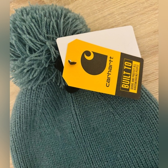 Carhartt Green Knit Pom Pom Cuffed Beanie Hat NWT - Picture 3 of 7
